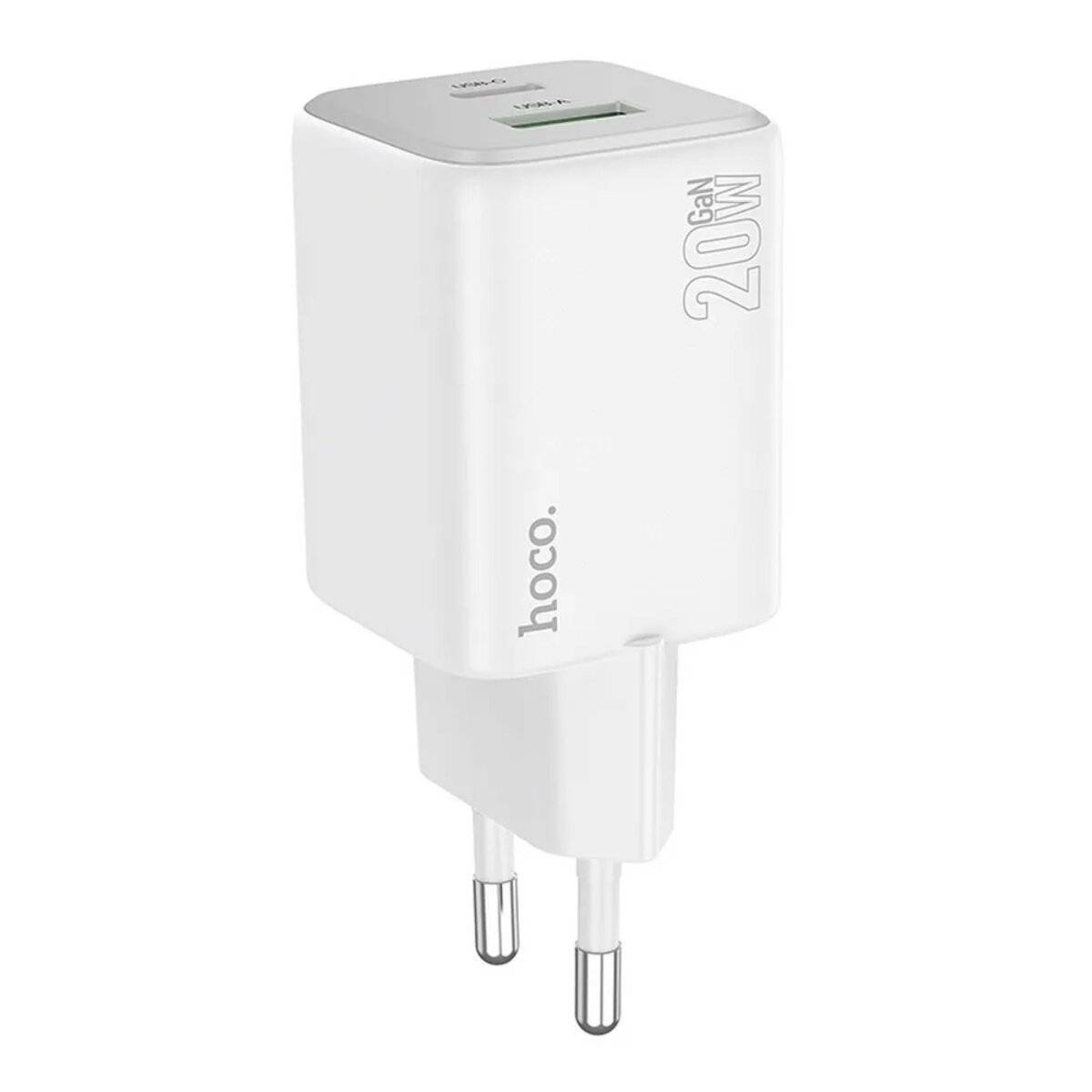 Netz-Ladegerät Ladeadapter 2 Anschlüsse USB-A, USB-C 20 W GaN-Schnellladegerät Weiß