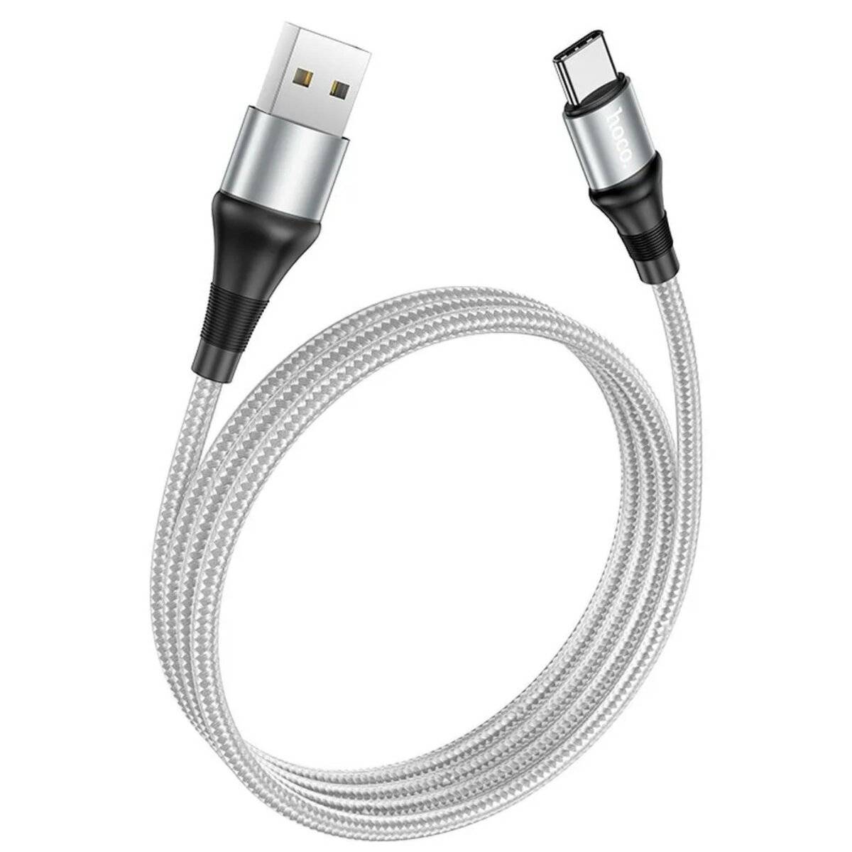 Kabel USB-A auf USB-C 1m in Grau unterstützt Laden und Datenübertragung 3A