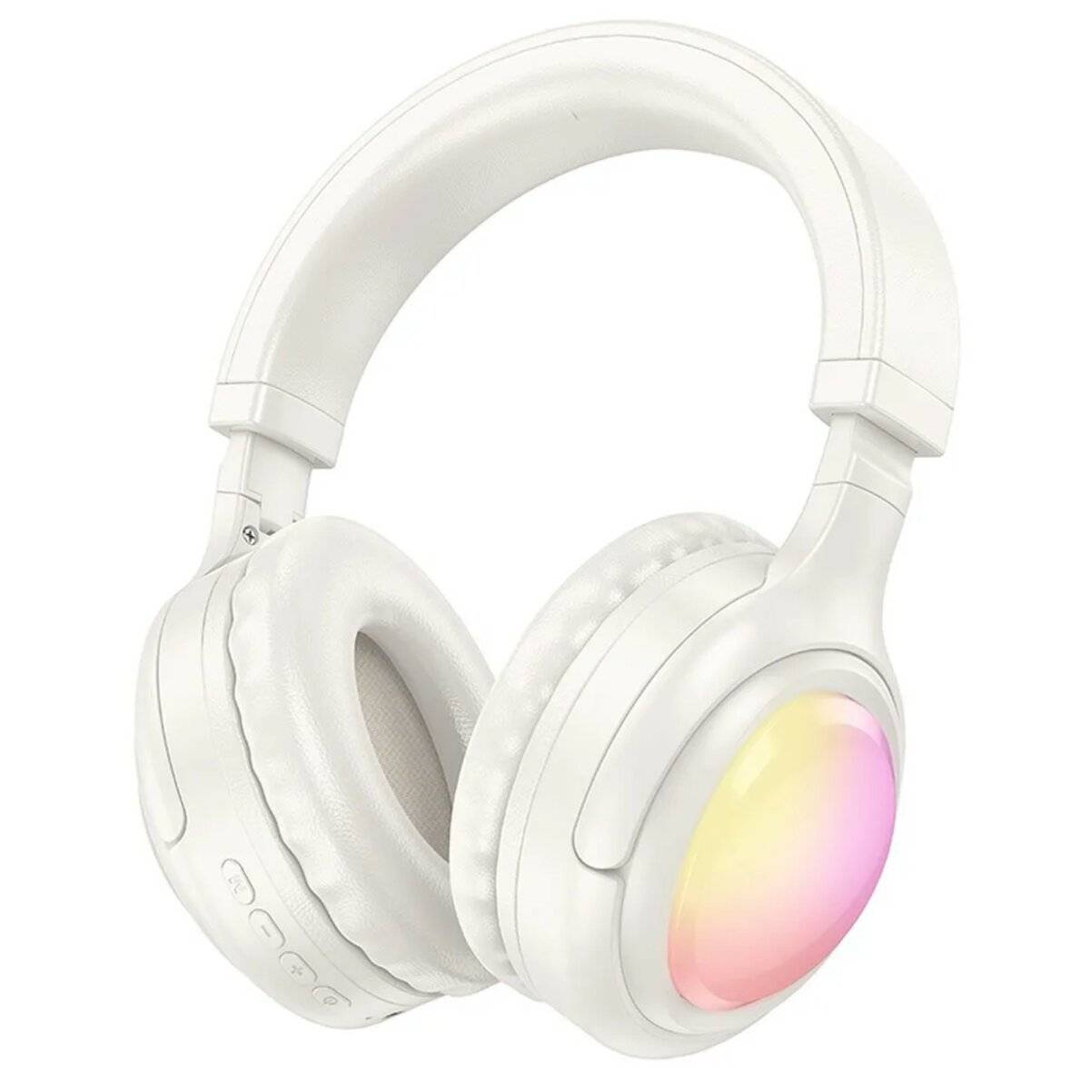 Kabellose Bluetooth Kopfhörer RGB-LED Beleuchtung faltbarer Design verstellbar Weiß