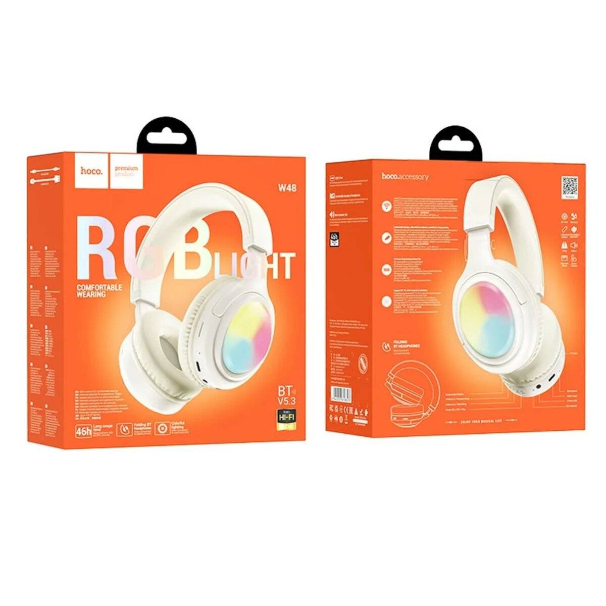 Kabellose Bluetooth Kopfhörer RGB-LED Beleuchtung faltbarer Design verstellbar Weiß