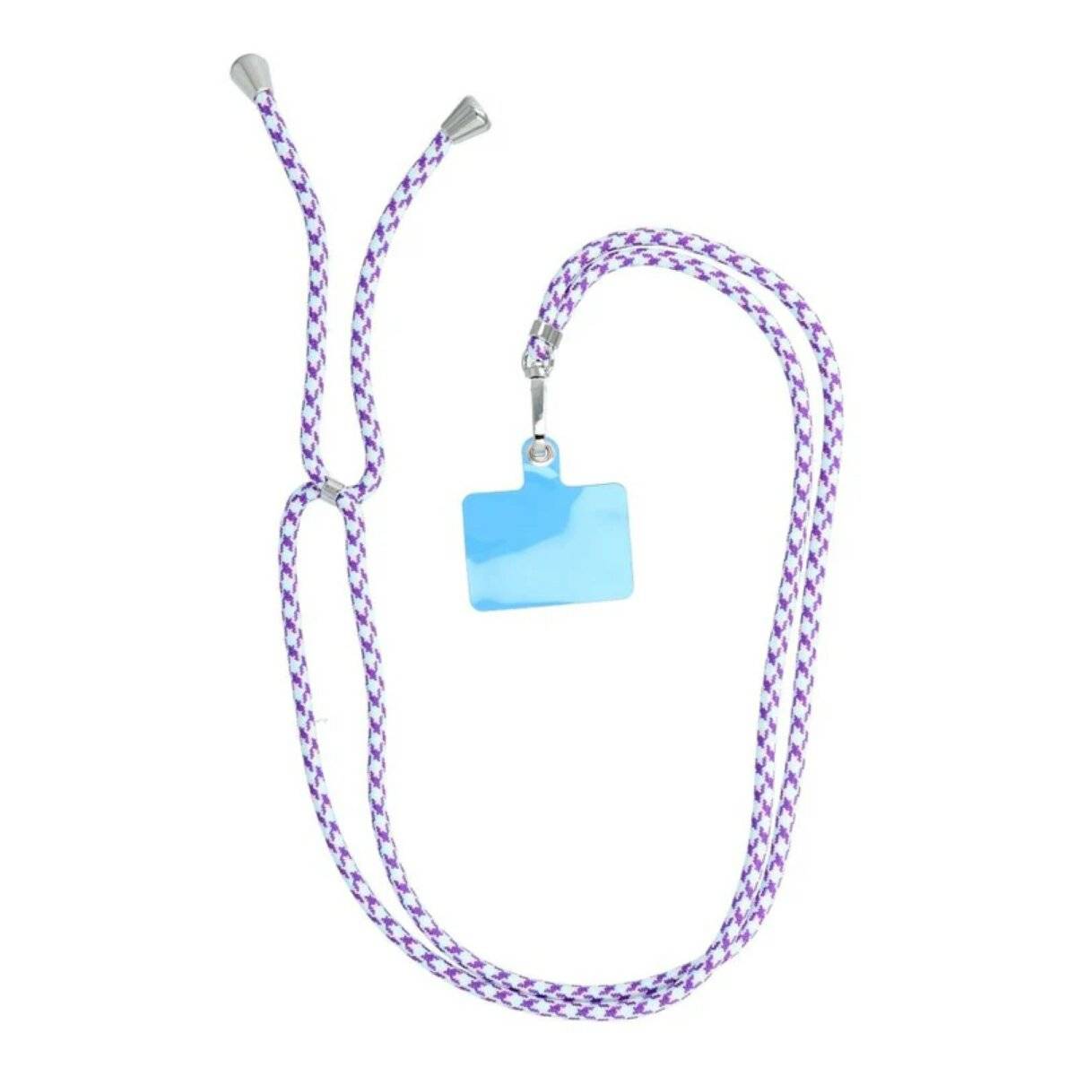 Anhänger für das Telefon mit verstellbarer Länge / Kordellänge 165cm, 82,5cm in der Schlaufe Lila-Weiß