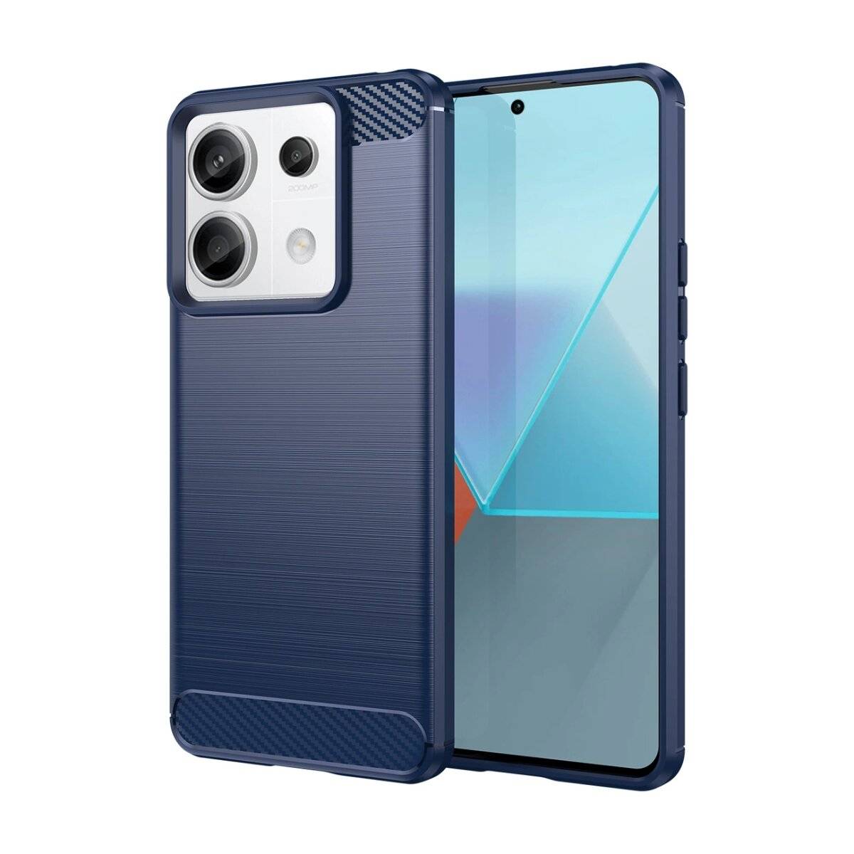 Carbon Case Hülle kompatibel mit Xiaomi Redmi Note 13 Pro 5G flexible Silikon-Carbon-Hülle blau