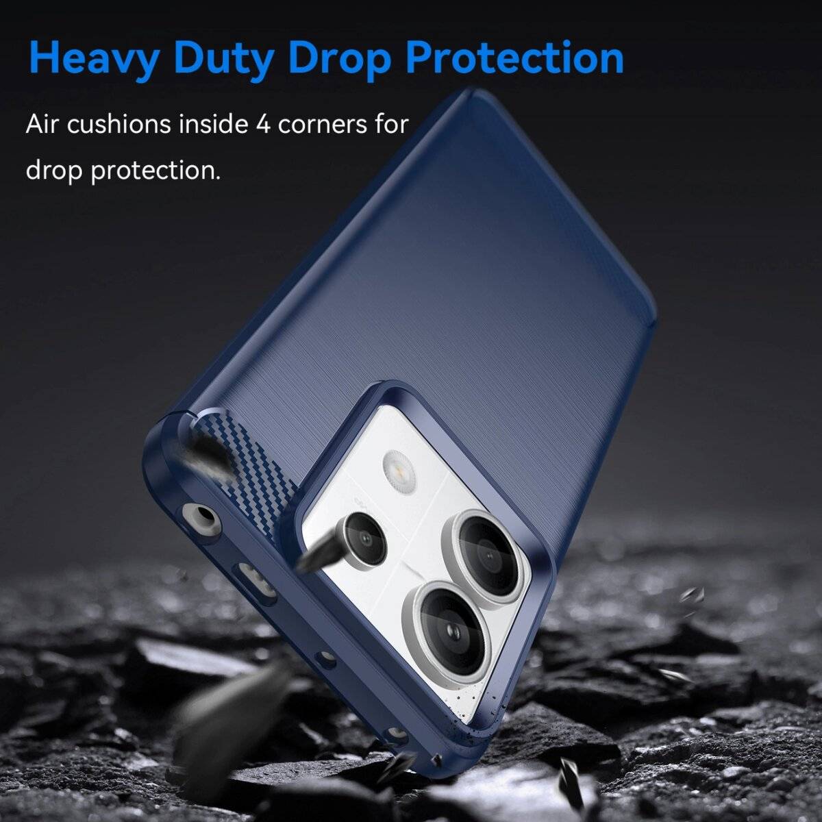 Carbon Case Hülle kompatibel mit Xiaomi Redmi Note 13 Pro 5G flexible Silikon-Carbon-Hülle blau