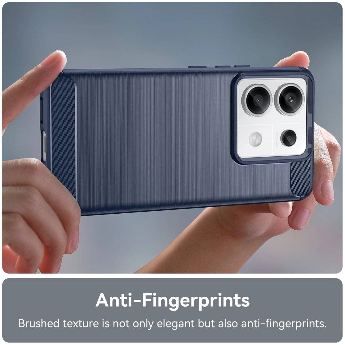 Carbon Case Hülle kompatibel mit Xiaomi Redmi Note 13 Pro 5G flexible Silikon-Carbon-Hülle blau