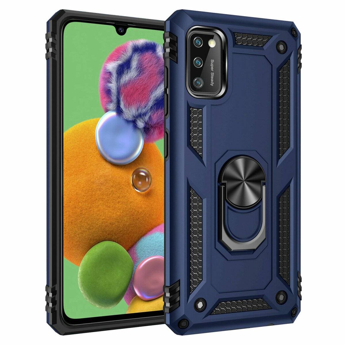 Silikon TPU Slim Case mit 360 Grad Ring Ständer Kickstand Handyhülle kompatibel mit Samsung Galaxy S20 FE Blau