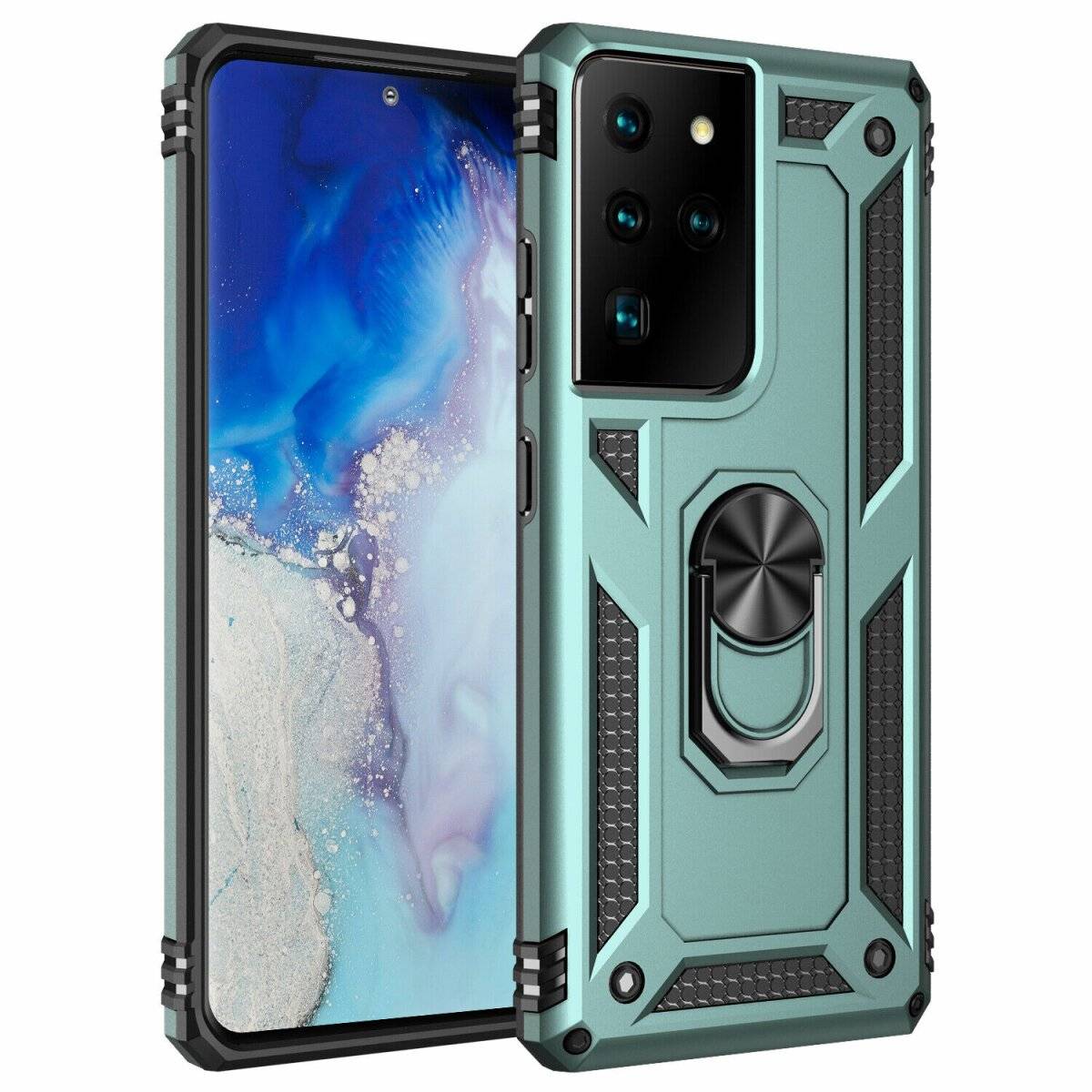 Silikon TPU Slim Case mit 360 Grad Ring Ständer Kickstand Handyhülle kompatibel mit Samsung Galaxy S20 FE Grün