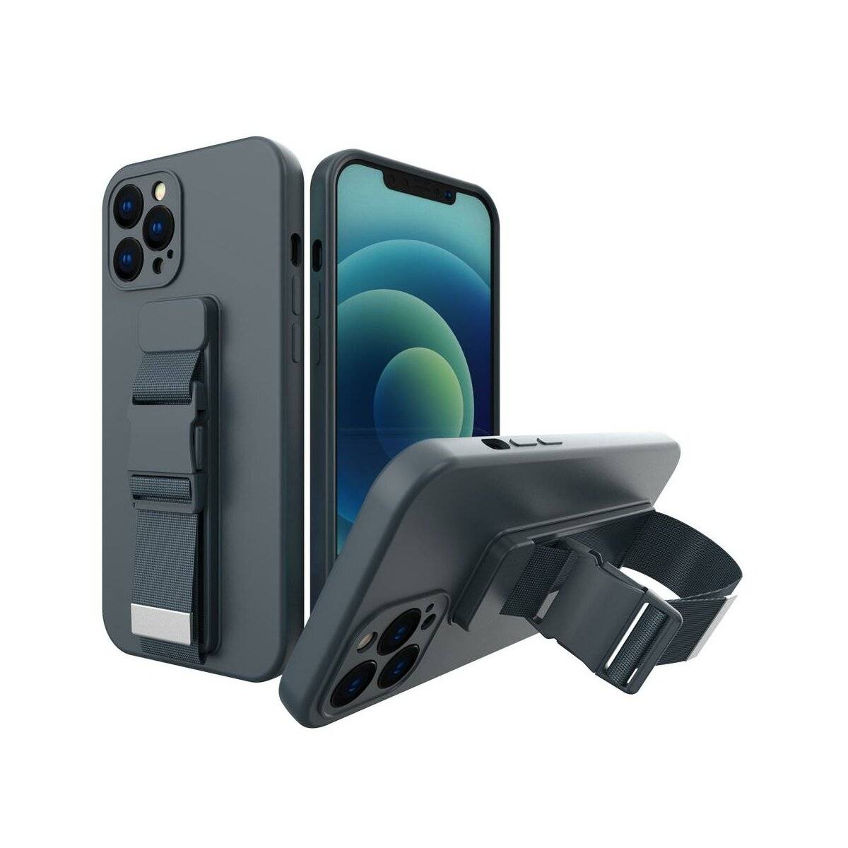 Rope Case Handy Hülle mit Lanyard Umhängen Sport Handykette Bauch Arm kompatibel mit iPhone 13 Mini Dunkelblau