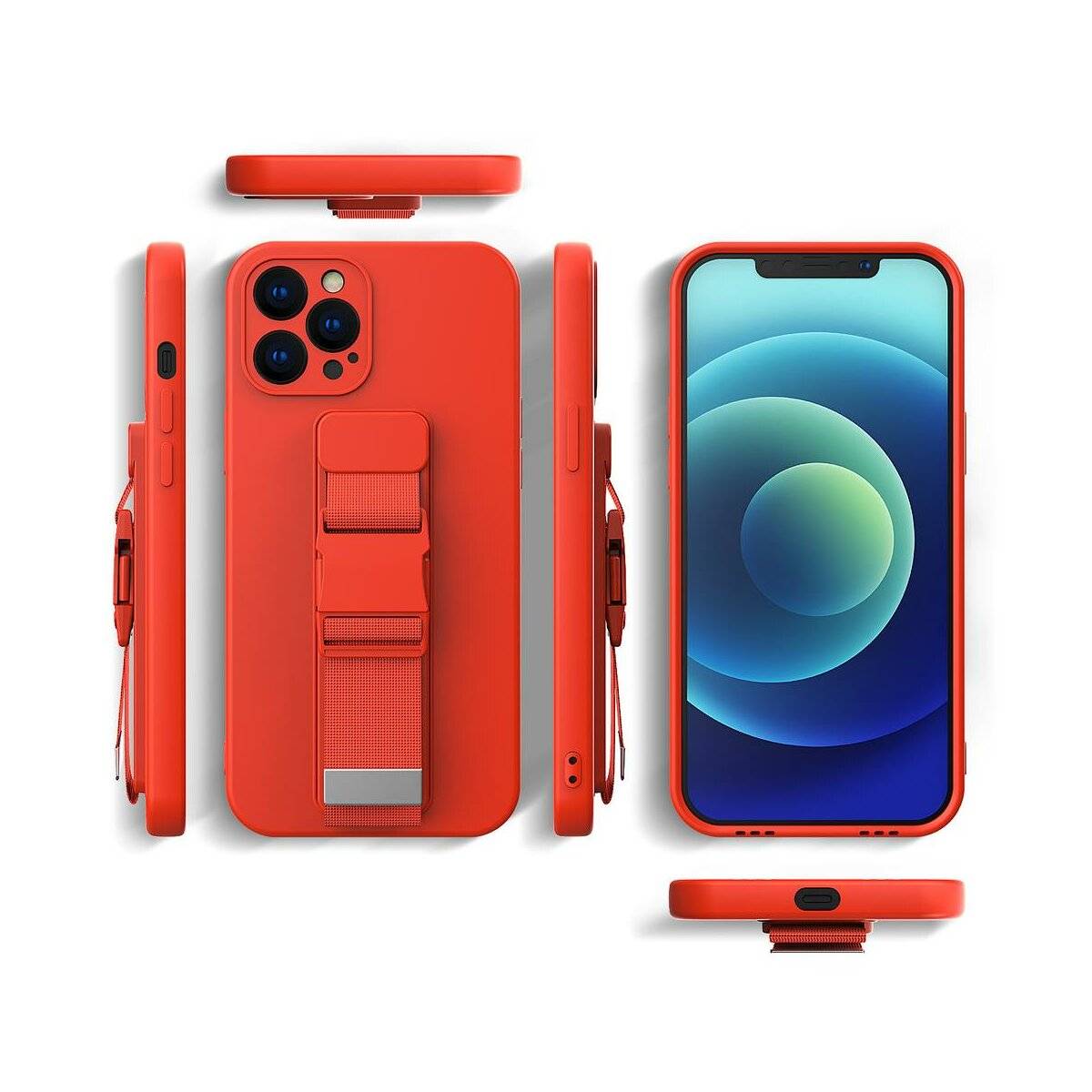 Rope Case Handy Hülle mit Lanyard Umhängen Sport Handykette Bauch Arm kompatibel mit iPhone 13 Mini Dunkelblau