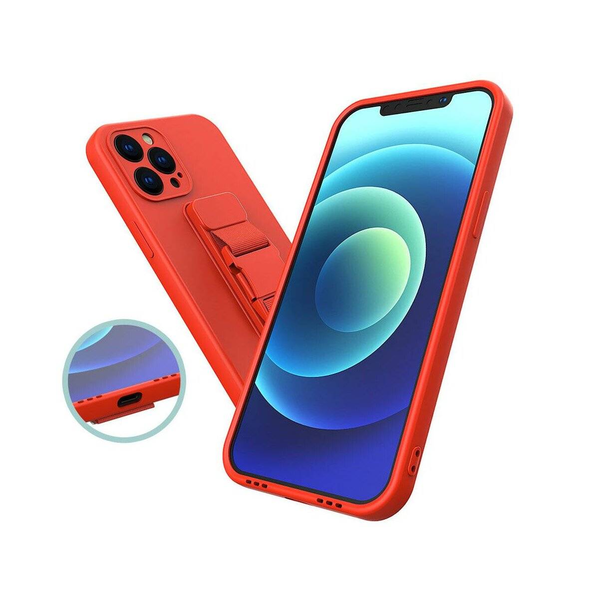 Rope Case Handy Hülle mit Lanyard Umhängen Sport Handykette Bauch Arm kompatibel mit iPhone 13 Mini Dunkelblau