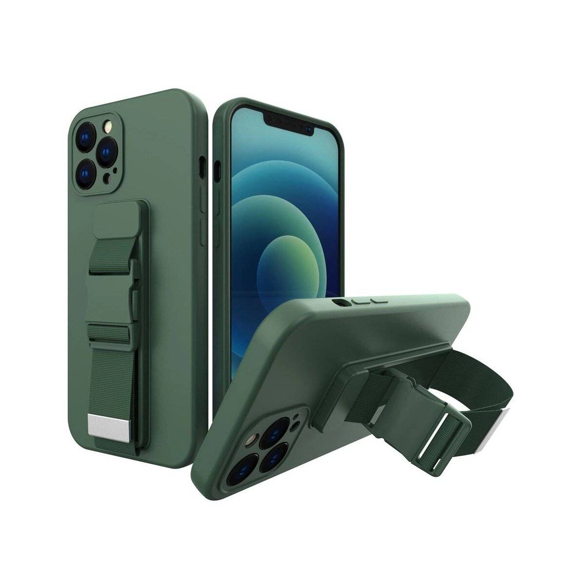 Rope Case Handy Hülle mit Lanyard Umhängen Sport Handykette Bauch Arm kompatibel mit iPhone 13 Mini Grün