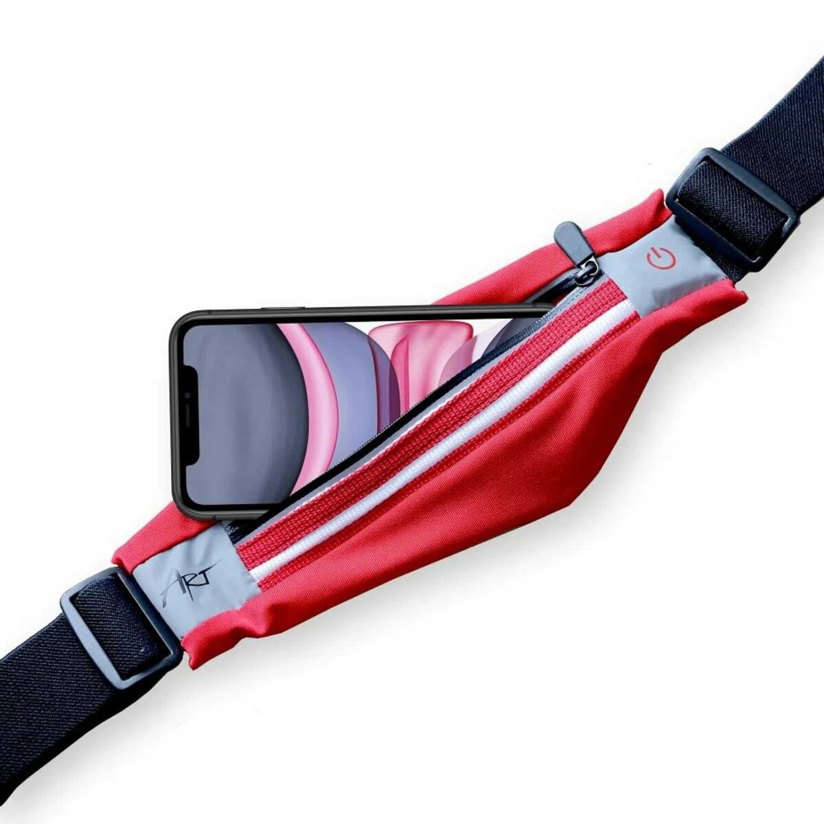 Sportgürtel mit Tasche beleuchtet Geeignet für Smartphones mit einer Bildschirmgröße bis 5,5". Rot