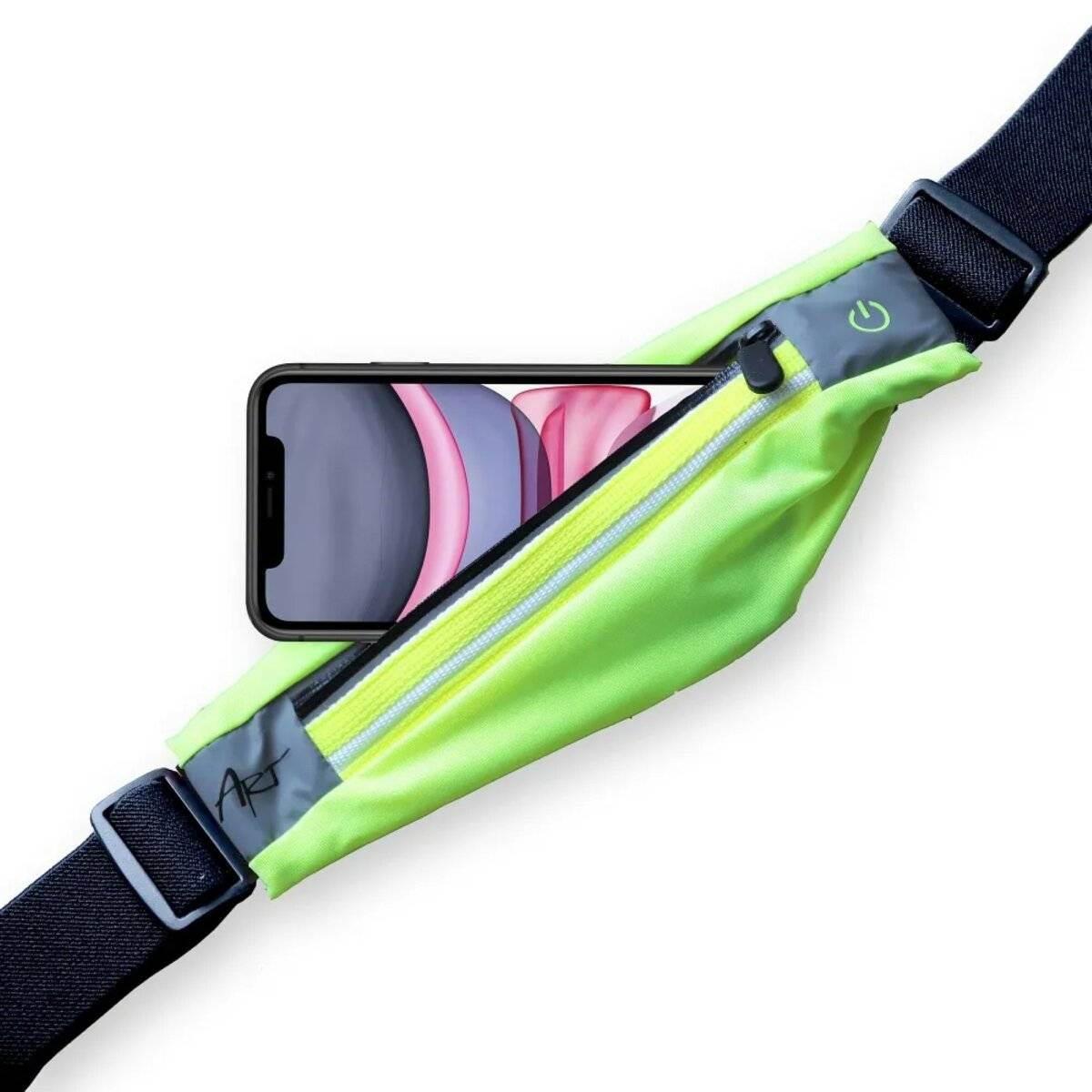 Sportgürtel mit Tasche beleuchtet Geeignet für Smartphones mit einer Bildschirmgröße bis 5,5" Grün