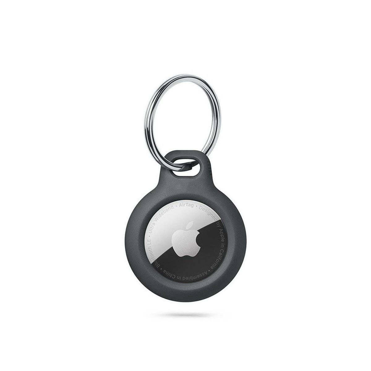 Schlichte runde Tracker-Hülle mit Karabiner Schwarz - flexibles TPU-Gehäuse kompatibel mir Airtag