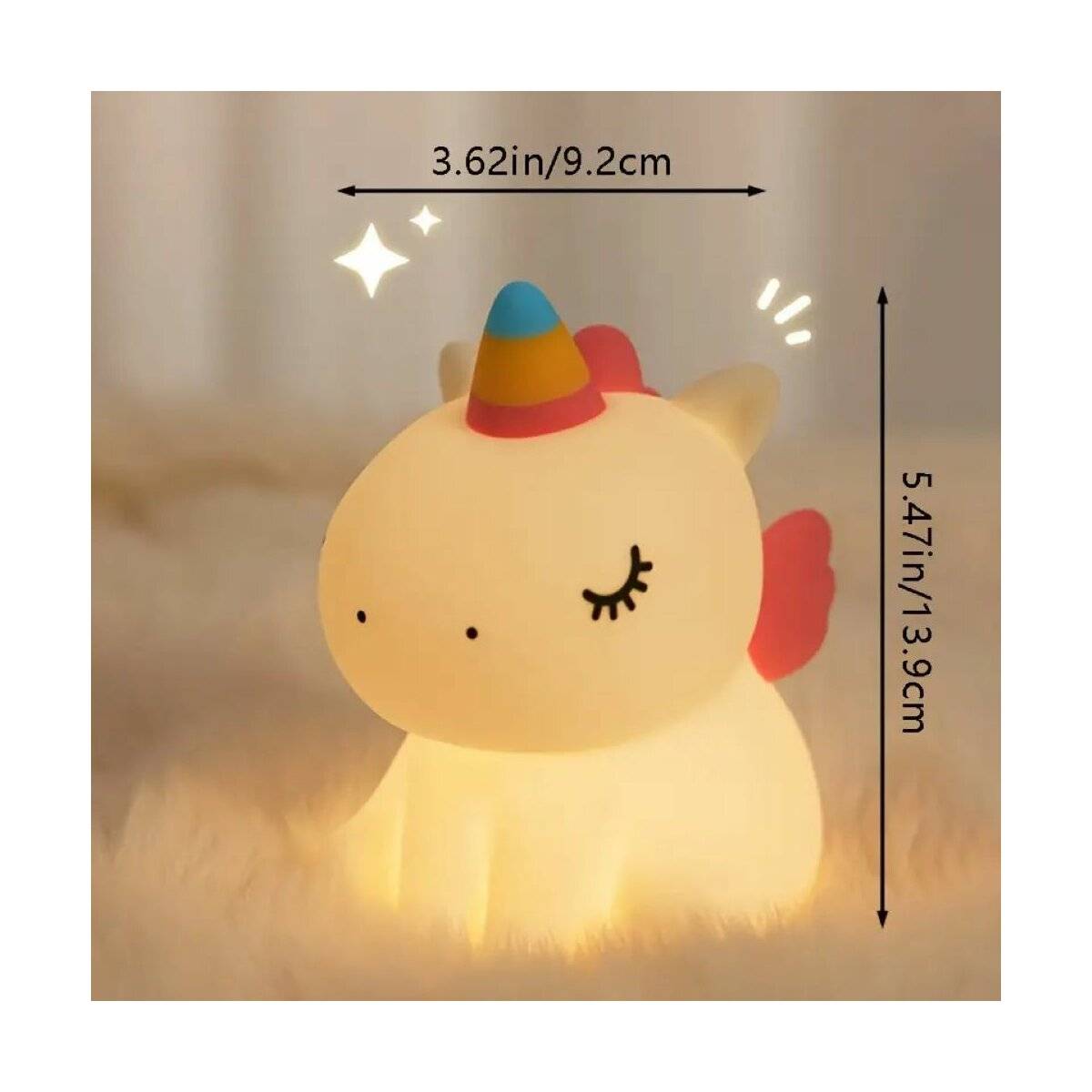 Tragbare Silikon Einhorn-Lampe Nachttischlampe mit 3 Stufen - Silikon Touch-Lampe als Schlafbegleiter