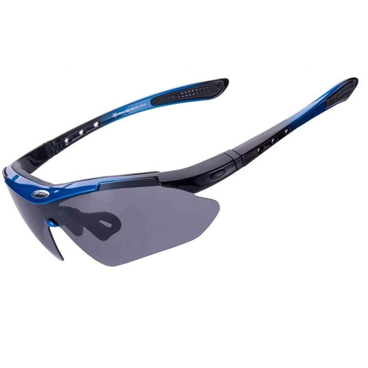 Polarisierende Fahrradbrille mit UV-400-Filter mit schwarzem Etui Schwarz-Blau