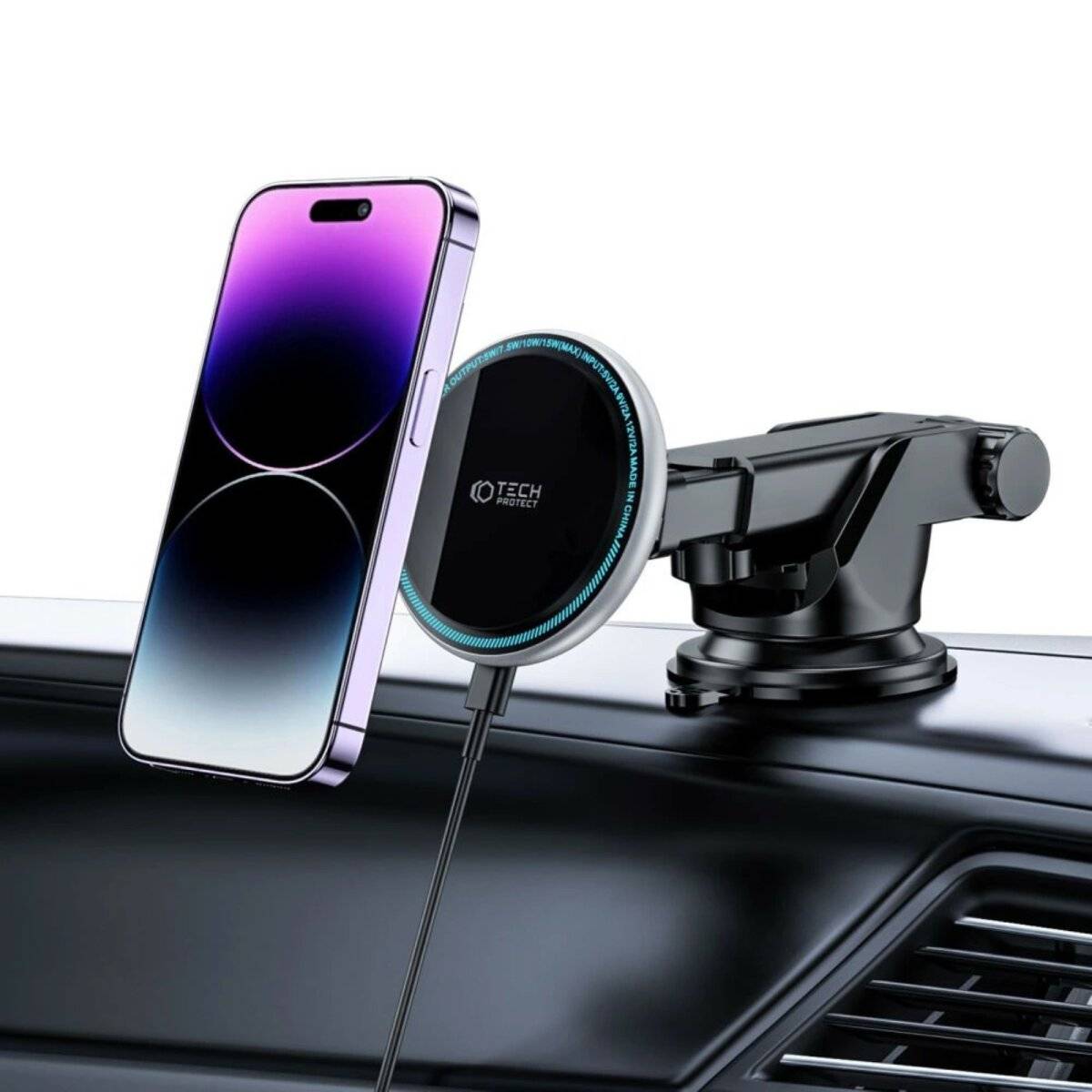 Autotelefonhalterung mit MagSafe 15W induktivem Ladegerät für das Cockpit  Schwarz
