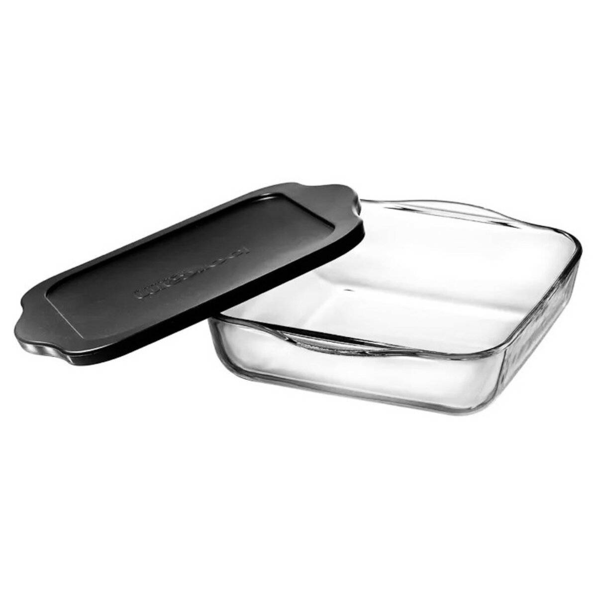 Borcam Backform aus Glas 3,2L mit Deckel Ideal für Kuchen, Desserts oder Ofengerichte