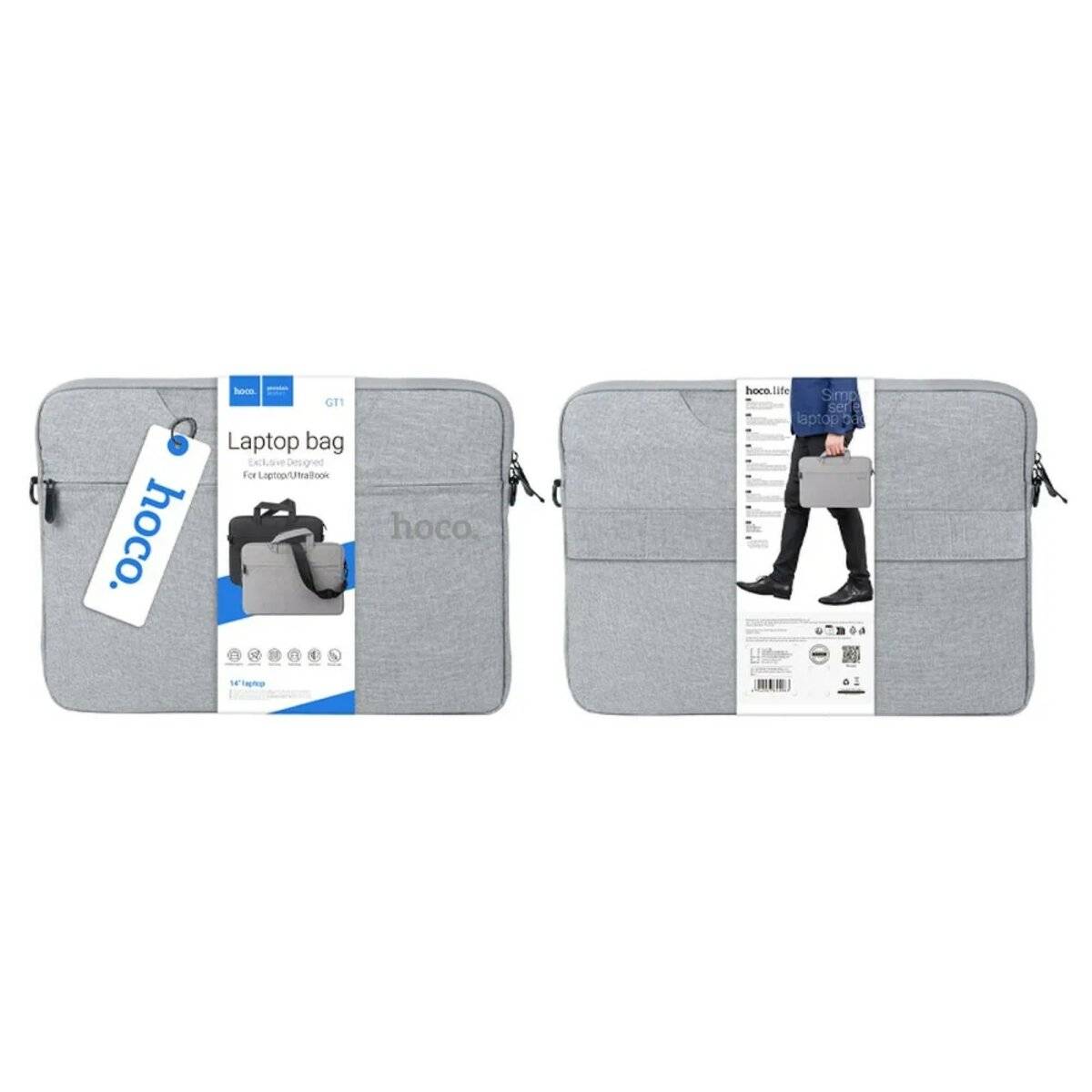 Tasche für Tablet, Laptop, Notebook geeignet für Geräte bis zu 14 Zoll mit Reißverschluss Grau