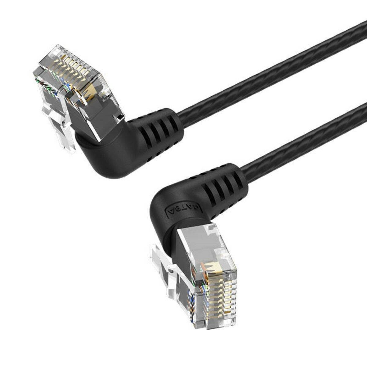 Netzwerkkabel UTP Cat.6 Vention RJ45 Ethernetkabel in Schwarz 90-Grad-Stecker 5m