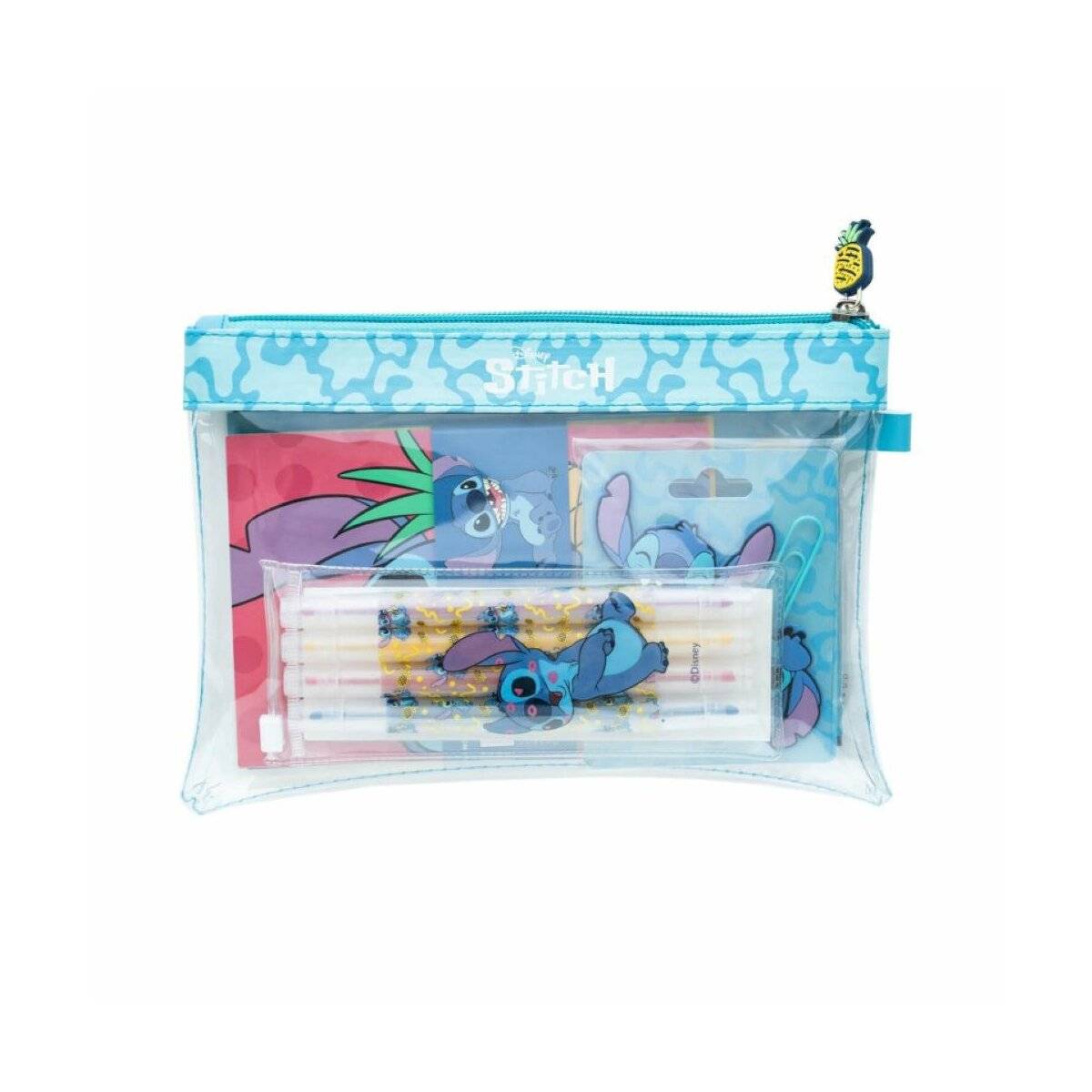 Schulbedarfsset mit farbenfrohen Accessoires - Notizbuch mehrfarbige Kugelschreiber Clips