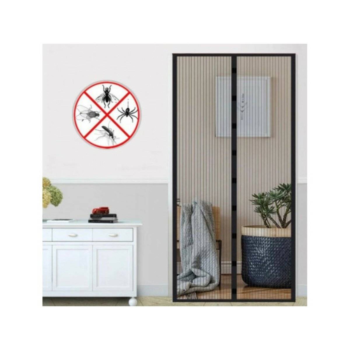 Fliegengitternetz mit Magneten 210x100 cm für Balkon oder Terassen in Schwarz