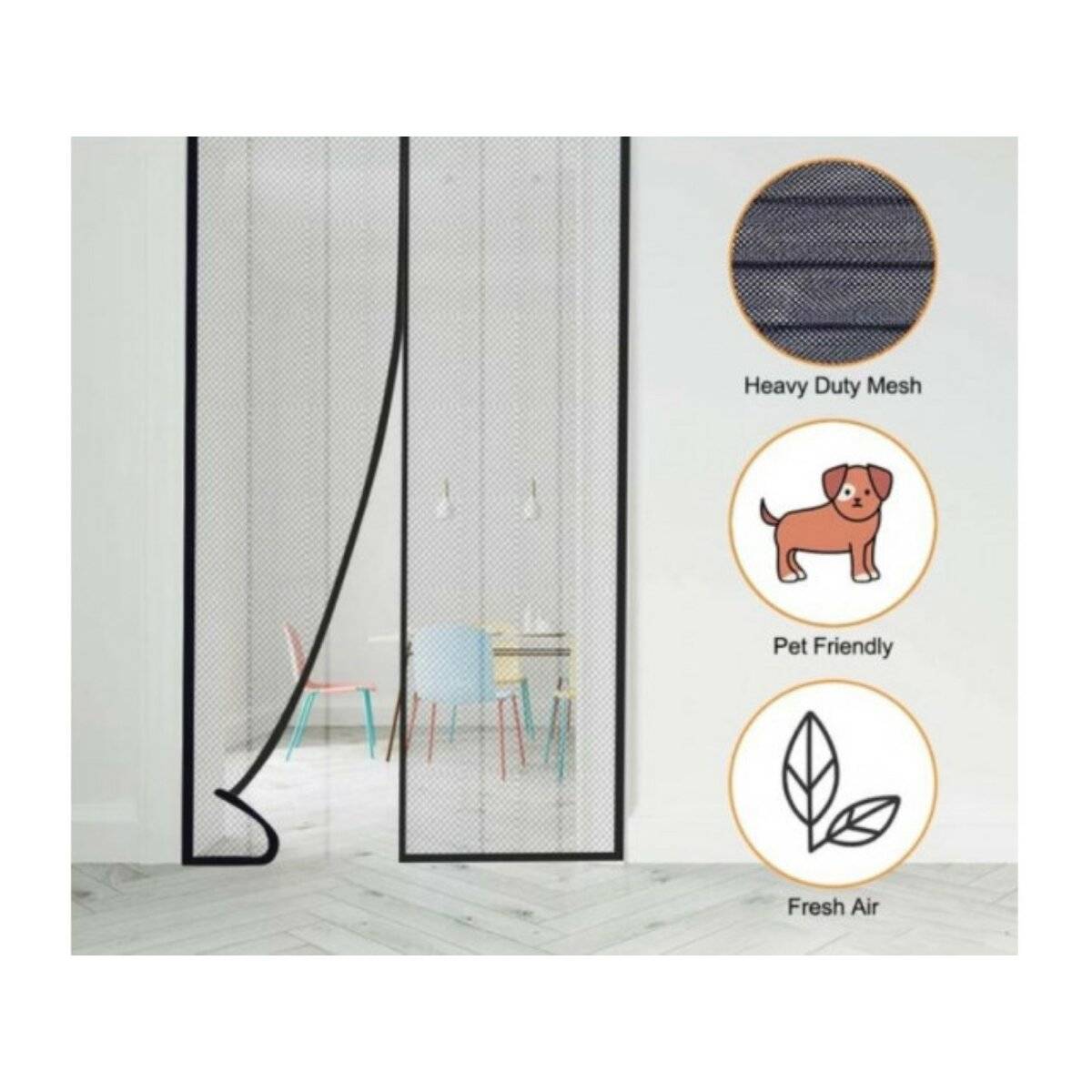 Fliegengitternetz mit Magneten 210x100 cm für Balkon oder Terassen in Schwarz