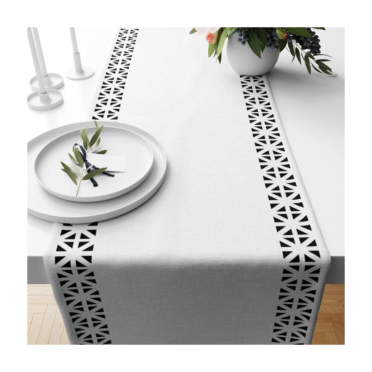 Tischläufer für Zuhause und Garten mit Laserschnittmuster, 140x40 cm aus Polyester Weiß