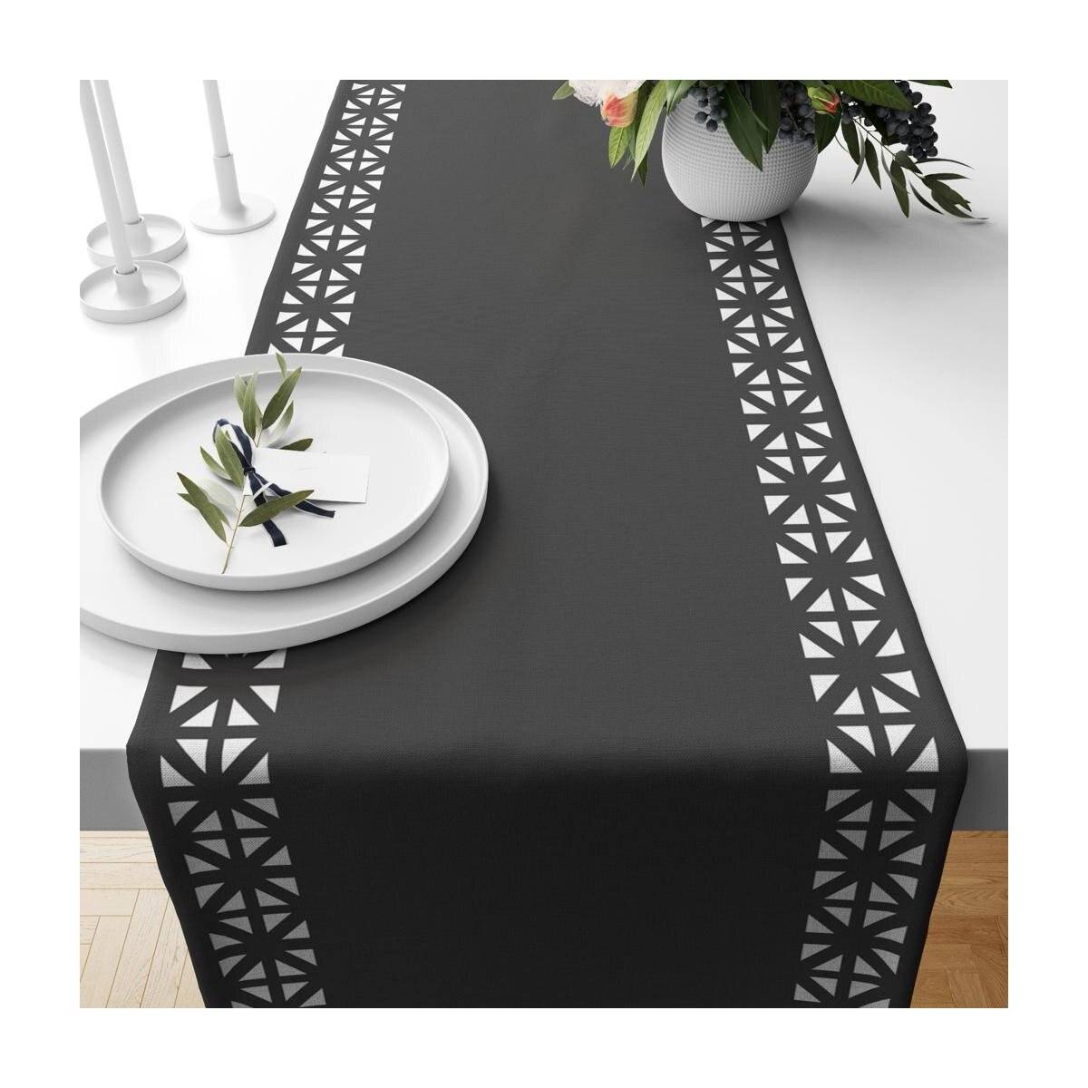 Tischläufer für Zuhause und Garten mit Laserschnittmuster, 140x40 cm aus Polyester Anthrazit