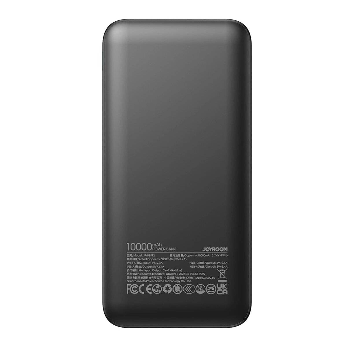 Powerbank Joyroom JR-PBF12 10000mAh 2,4A 2x USB-A 1x USB-C - Quick Charge Powerbank Schwarz