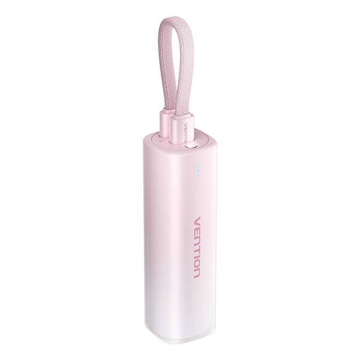 Powerbank 5000mAh 20W mit Kabel 0,11m USB Typ C kompatibel mit iPhone Pink