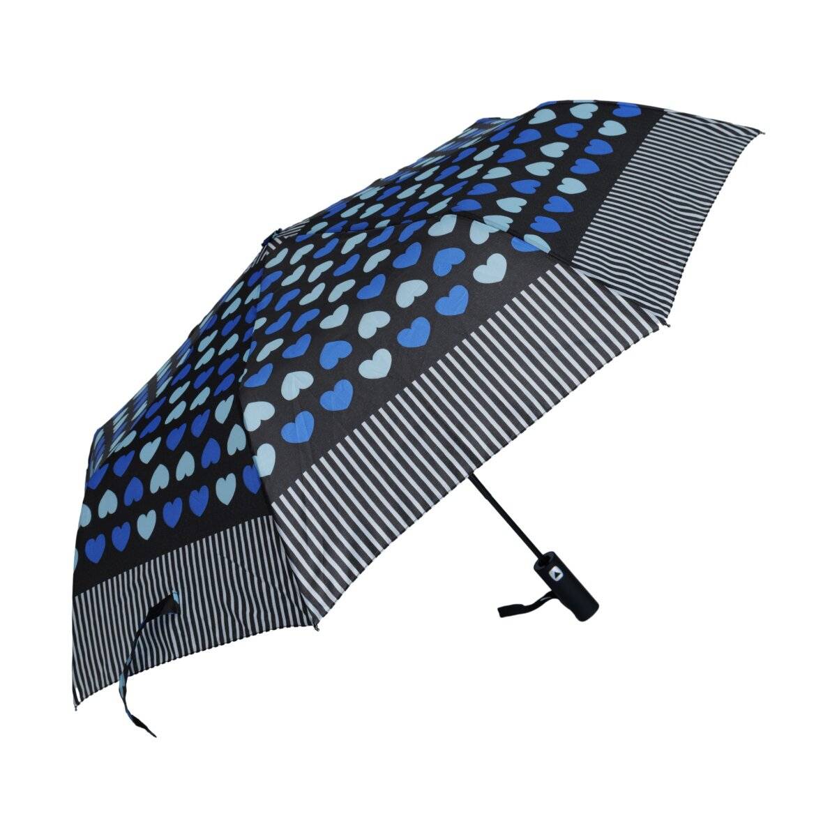 Teleskop Taschenschirm mit Schutzhülle ø100 cm Wind- und Regenfest mit Herzdesign Blau