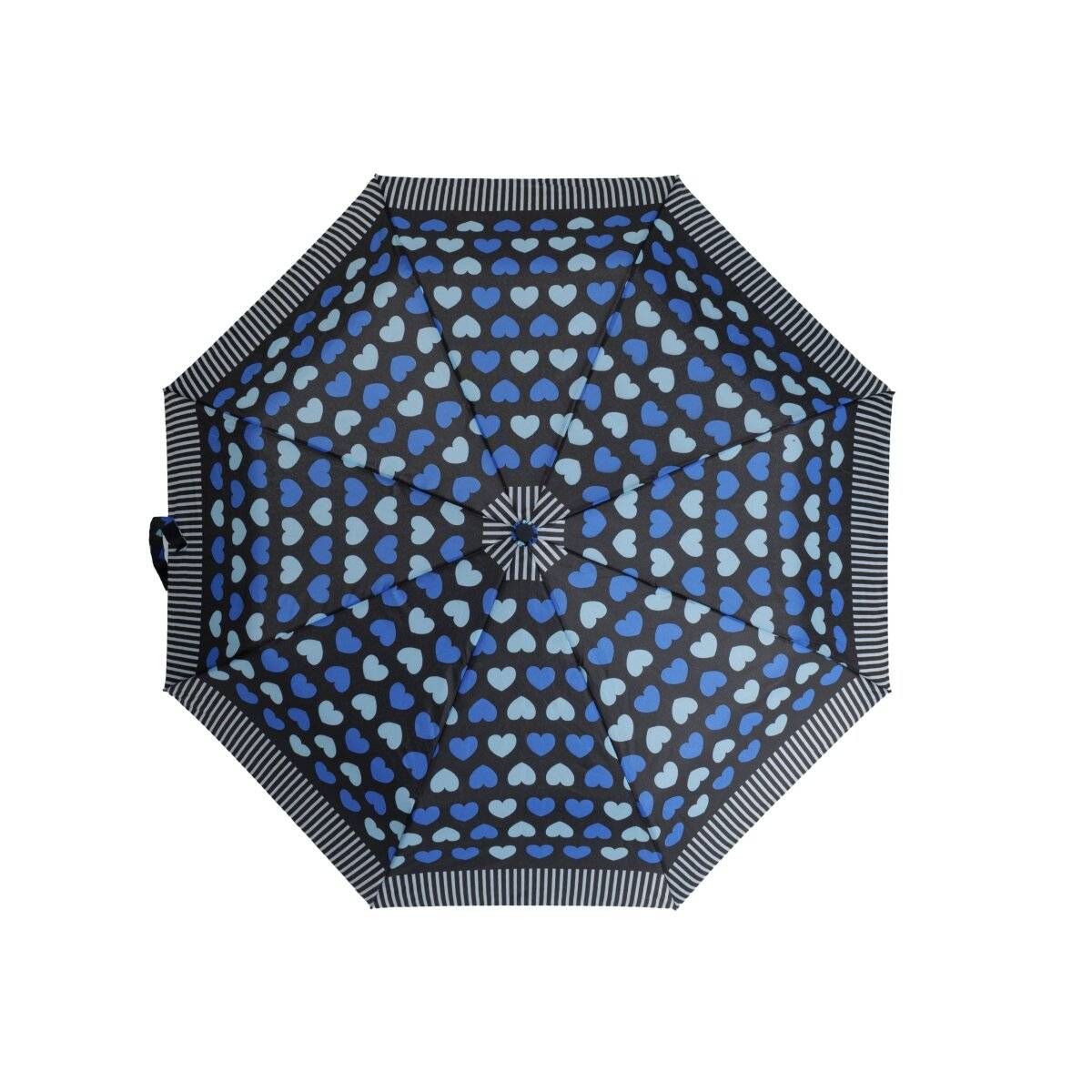 Teleskop Taschenschirm mit Schutzhülle ø100 cm Wind- und Regenfest mit Herzdesign Blau