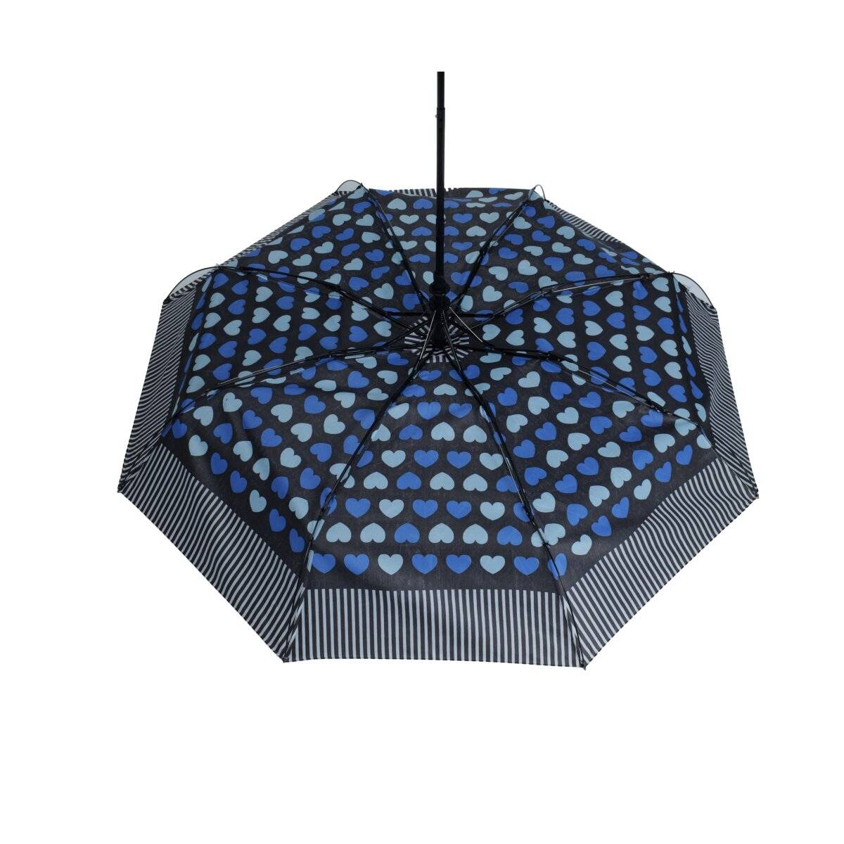 Teleskop Taschenschirm mit Schutzhülle ø100 cm Wind- und Regenfest mit Herzdesign Blau