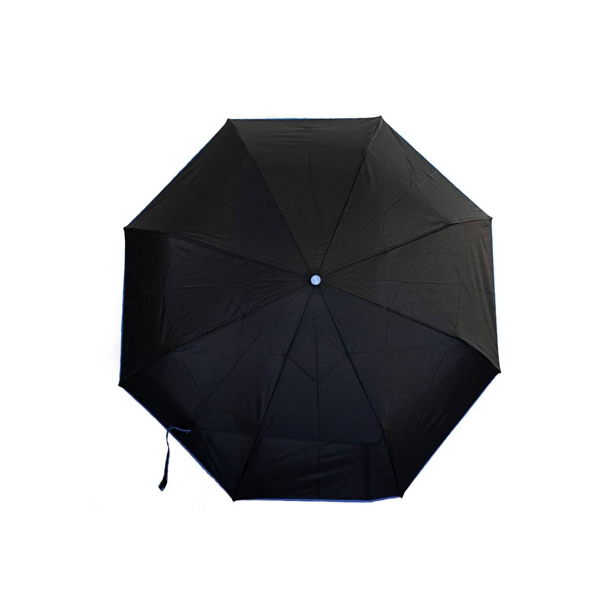 Teleskop Taschenschirm mit Schutzhülle ergonomischer Gummigriff Farbumranndung Blau