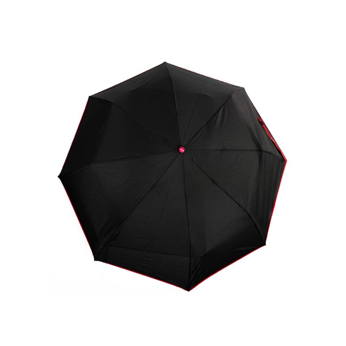 Teleskop Taschenschirm mit Schutzhülle ergonomischer Gummigriff Farbumranndung Rot