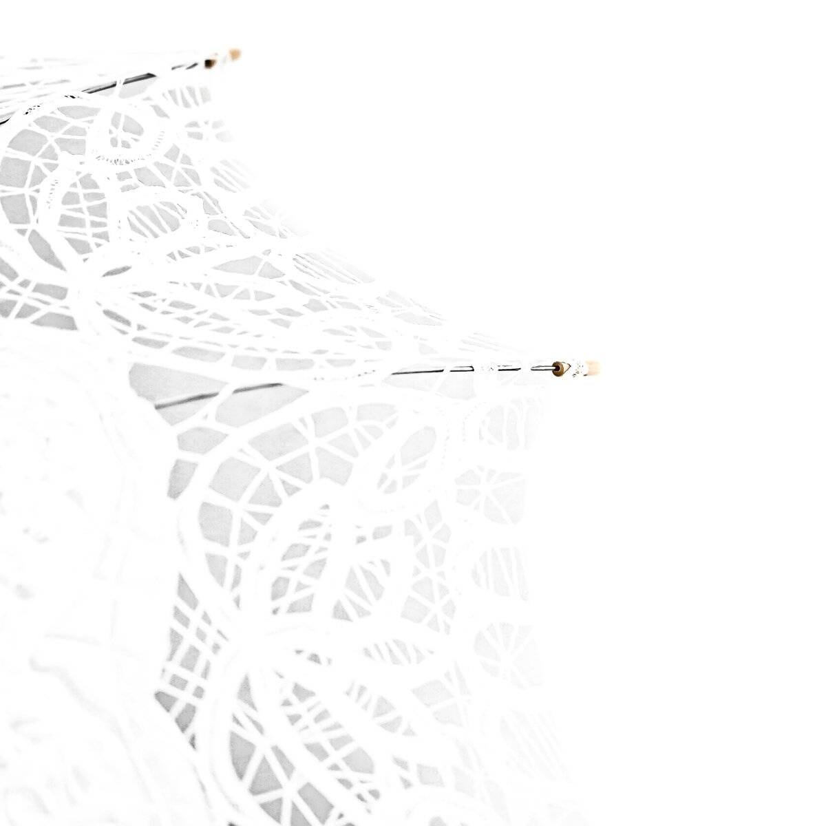 Elegante handgemachte Brautschirme mit Spitze mit robustem Holzgriff für Hochzeitfeier Weiß