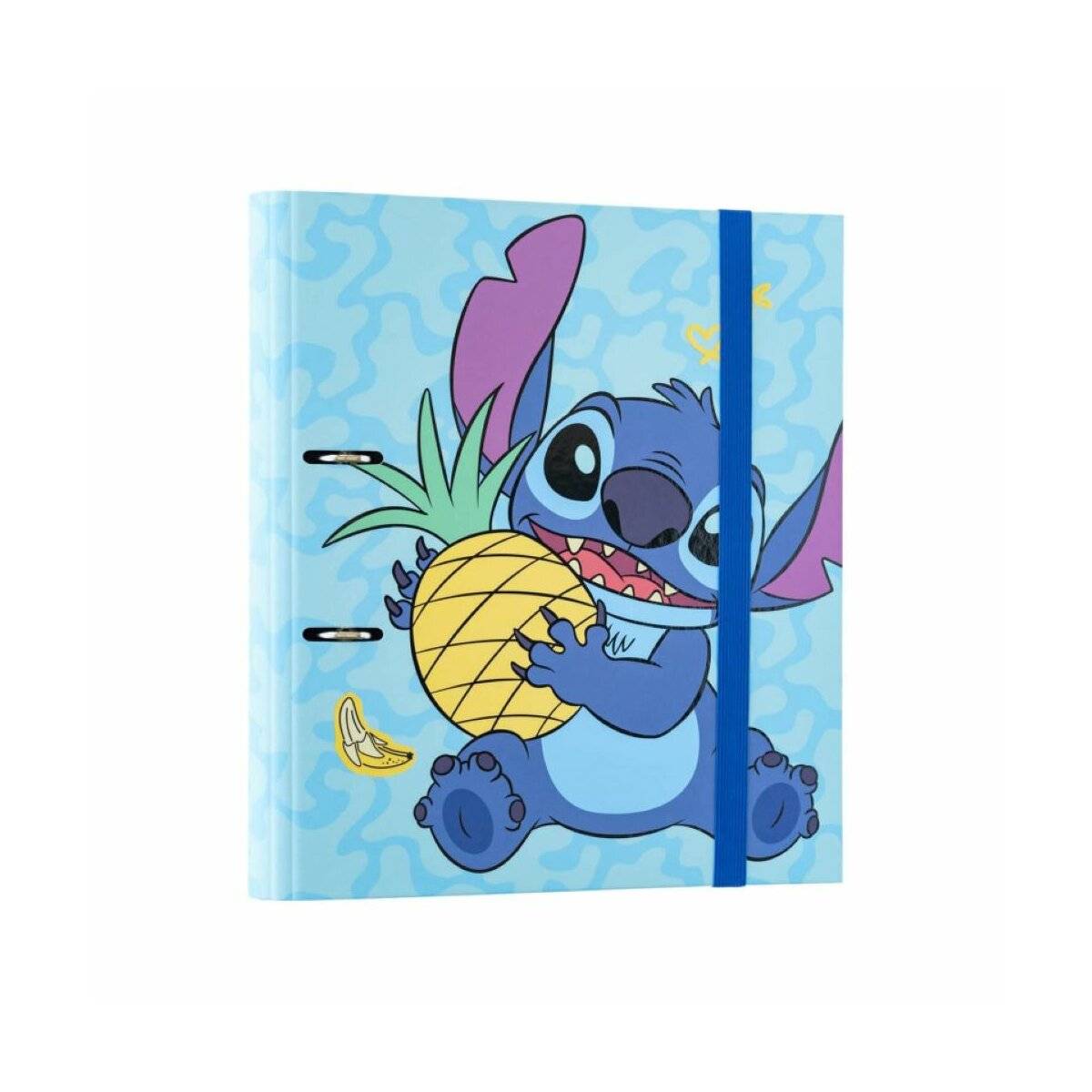 Zwei-Ring Ordner Blau - Stitch A4-Ordner mit 2 Ringen und Gummiband 32x28 cm