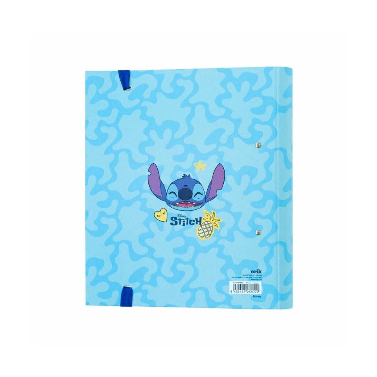 Zwei-Ring Ordner Blau - Stitch A4-Ordner mit 2 Ringen und Gummiband 32x28 cm