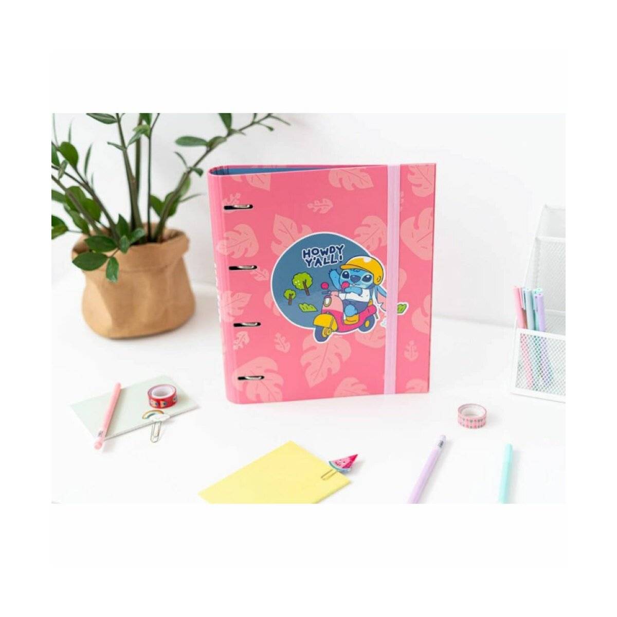 A4-Ordner Stitch - Vier-Ringe-Ordner für das perfekte Schuljahr 32x27,5 cm Pink