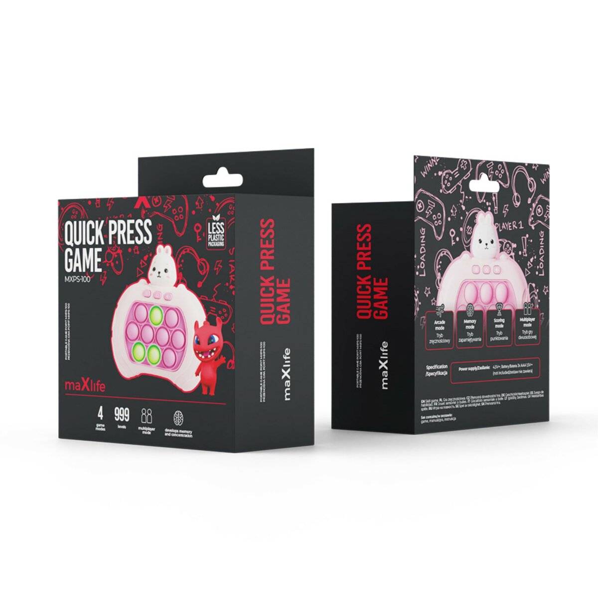 Tragbares Spiel Pop-It mit 4 Spielmodi und 999 Levels für entspannende und stressige Momente Pink