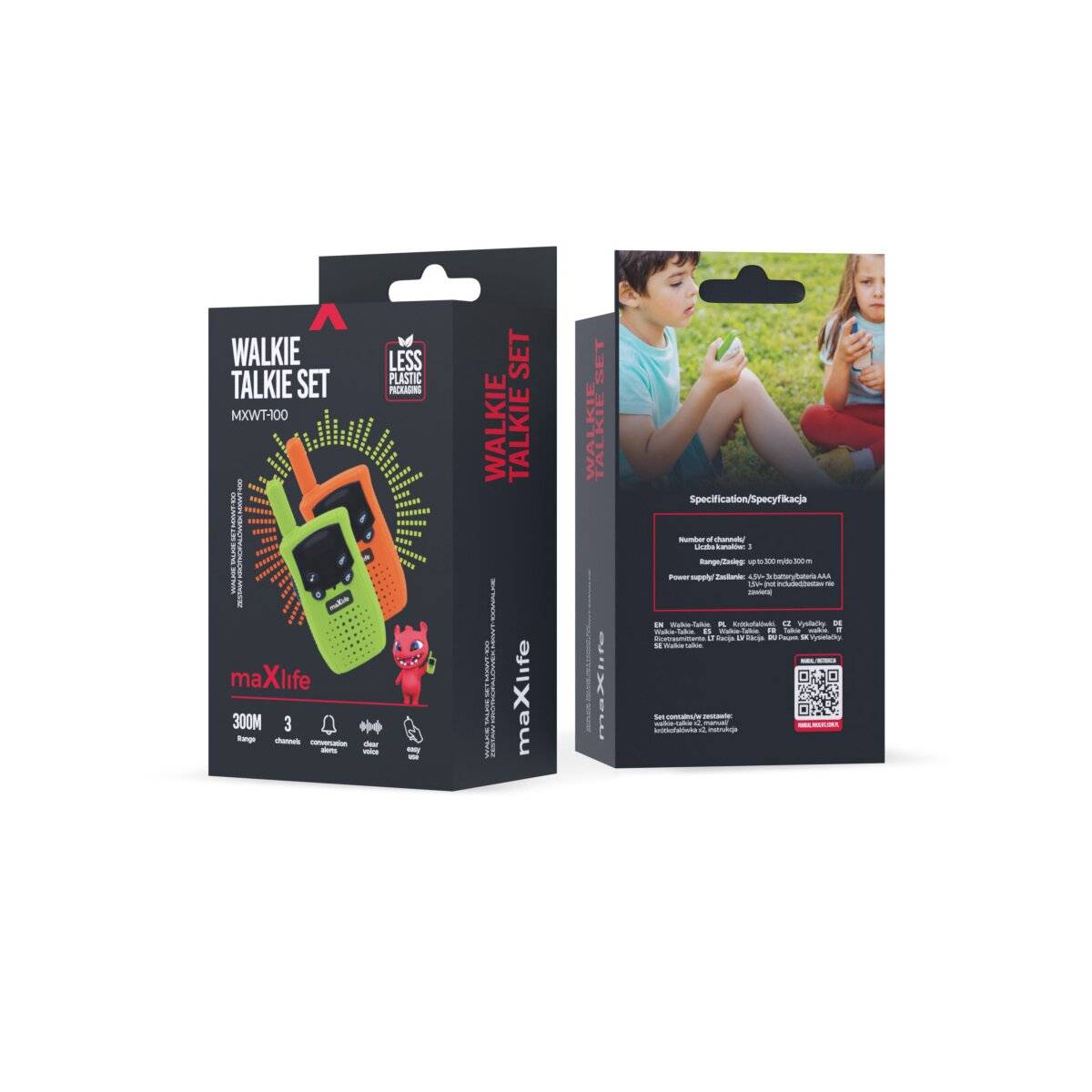 Walkie Talkie - Set MXWT-100 2 Walkie Talkies in Grün - Orange für Kinder