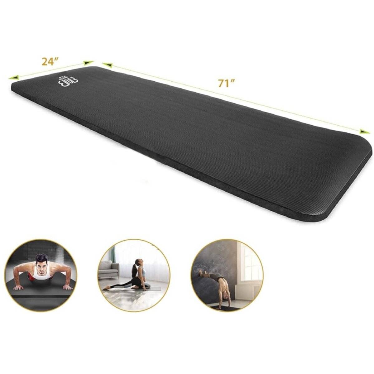 Premium NBR Sportmatte, rutschfeste Matte für Gymnastik, Yoga, Pilates, Stretching Schwarz