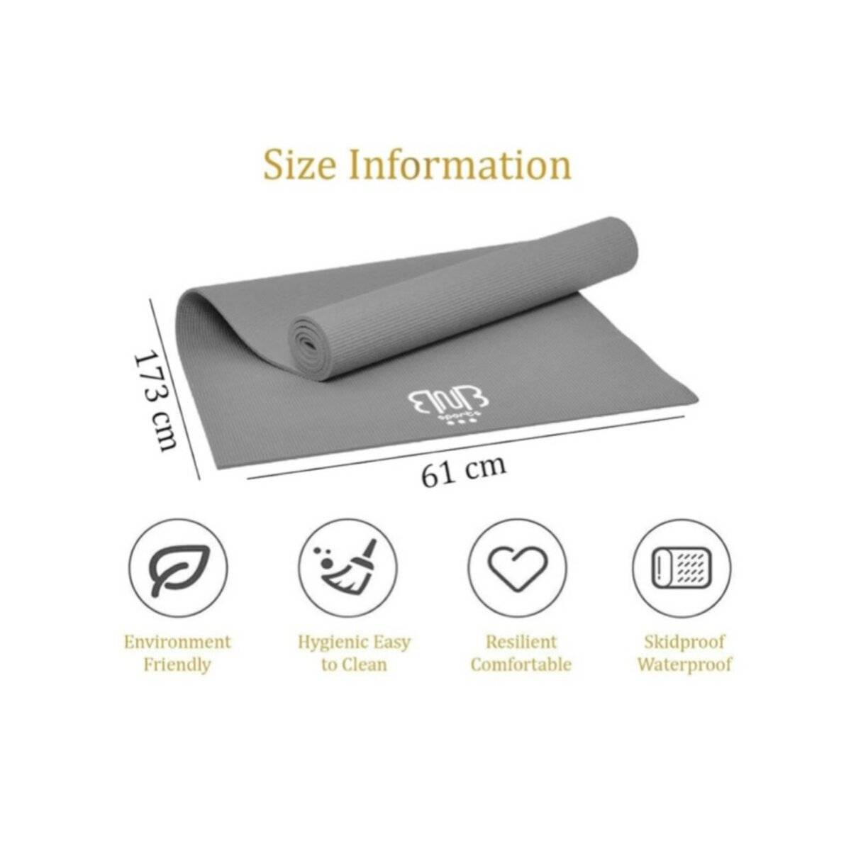 Umweltfreundliche PVC Sportmatte Premium Gymnastikmatte für Outdoor und Indoor Sport Grau