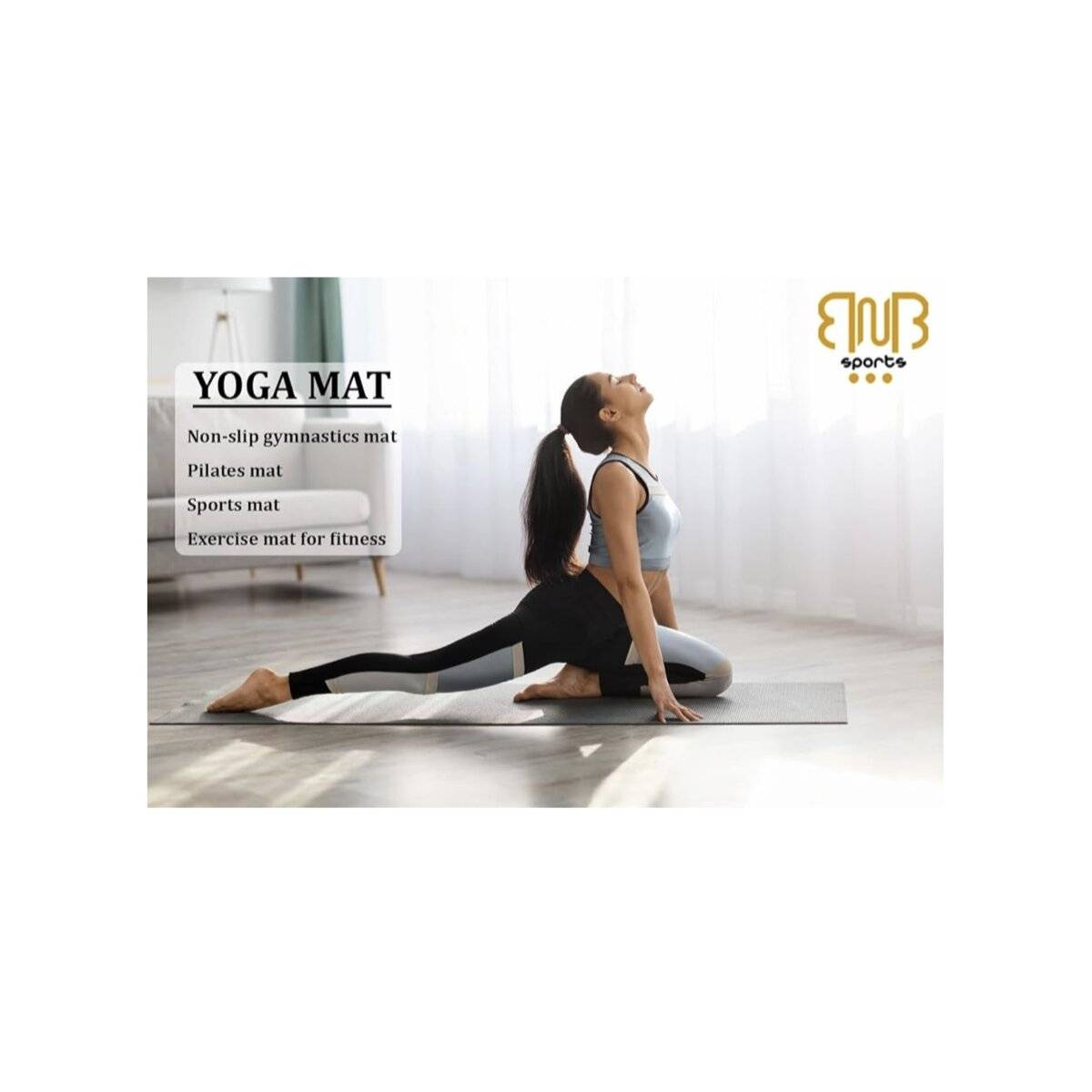 Umweltfreundliche PVC Sportmatte Premium Gymnastikmatte für Outdoor und Indoor Sport Grau