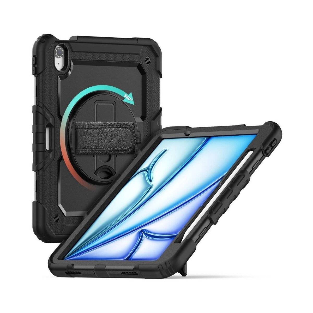 Solide Tablett-Hülle kompatibel mit iPad Air 13" - Polycarbonat Hülle mit Umhängegurt