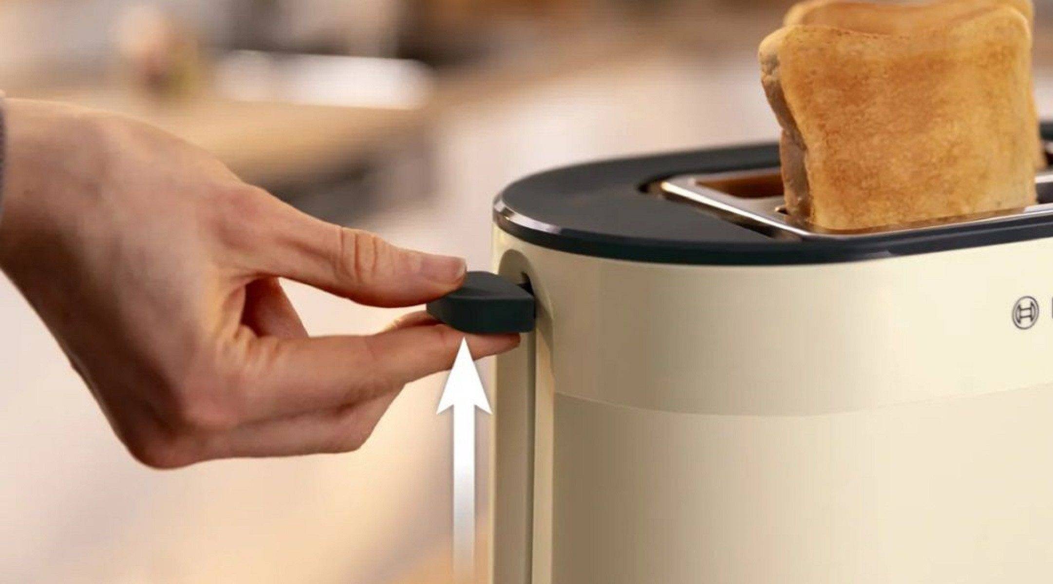 Kompakter Toaster für 2 Scheiben mit 6 einstellbaren Röststufen