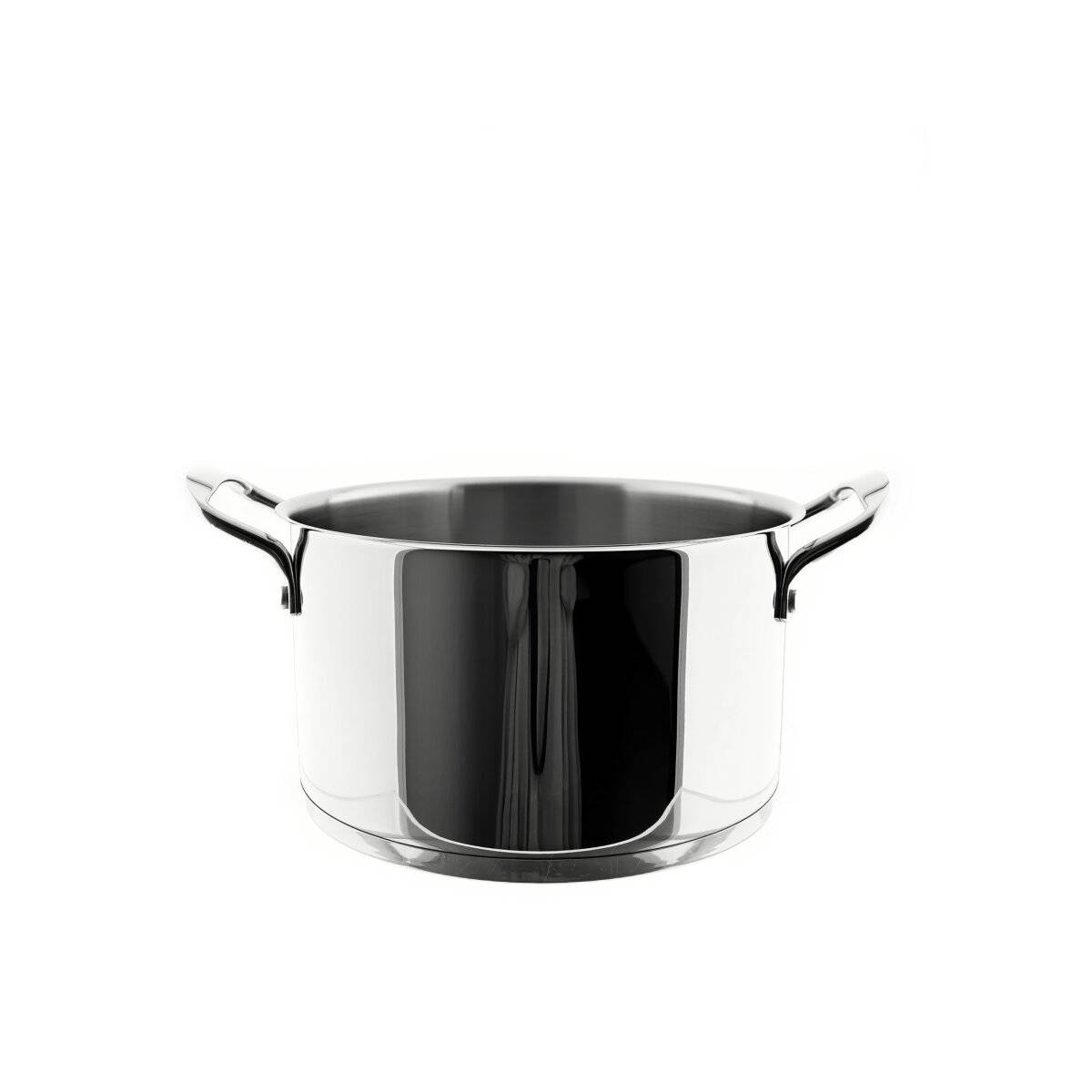 Hochwertiges Kochtopf aus Edelstahl mit Metallgriff und Glasdeckel in Silber 22 cm