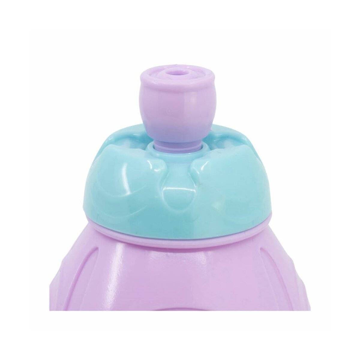 Pinke Trinkflasche 400 ml für Kinder mit einer Zeichentrickfigur - Sportflasche mit Anti-Tropf-Verschluss