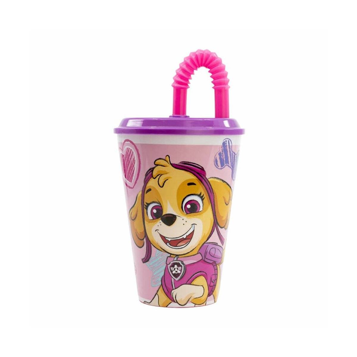 Wasserbecher 430 ml Pinkf für Kinder - Trinkbecher mit niedlichem Hunde-Motiv