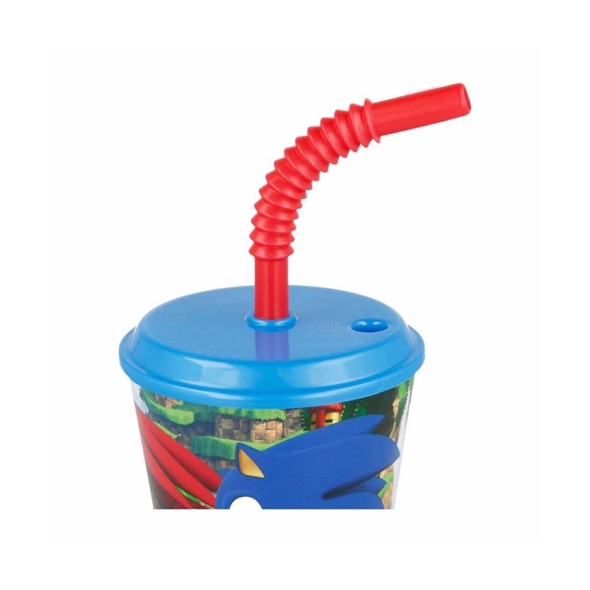 Helden Trinkbecher 430 ml mit Strohhalm - Wasserbecher Blau/Rot aus Plastik